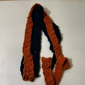 Chunky Knit Scarves Handmade in Rust and Navy